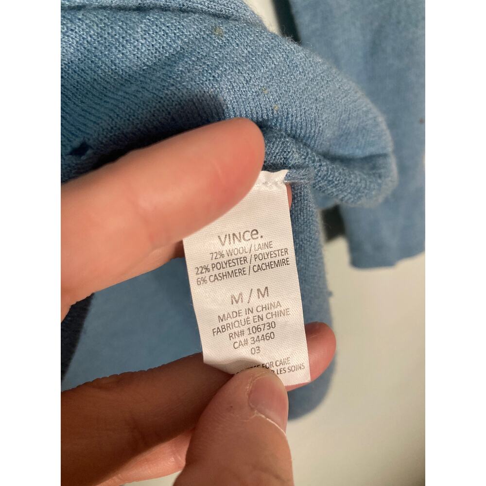 Vince Lightweight Semi- Sheer Wool Cashmere Sweater Robin's Egg Blue ~ Sz M - Picture 9 of 9